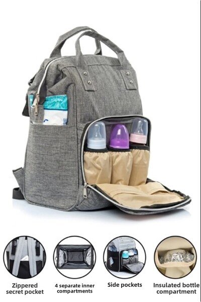 Baby Home حقيبة ظهر للعناية بالطفل من جراند ماذر مع زجاجة حرارية وشماعة