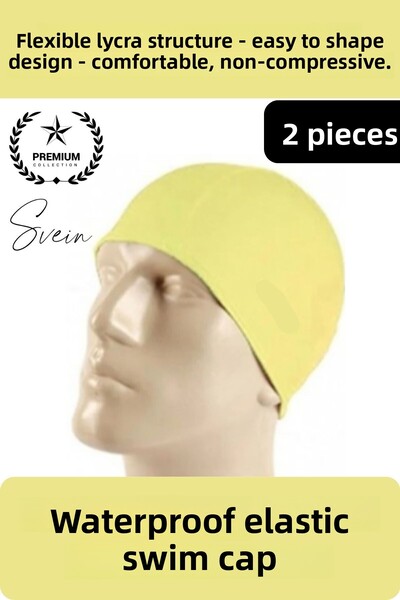 Svein 2 Pack Waterproof Cloth Cap Lycra Swimmer Sea Pool Elastic Unisex Ear P...
