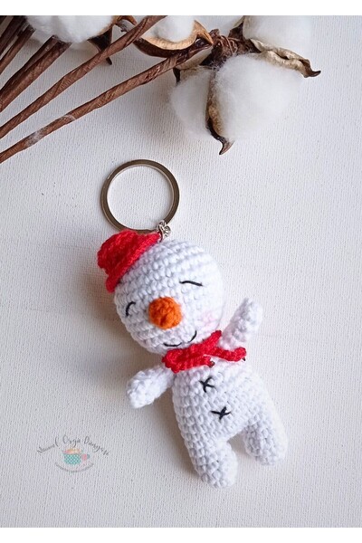 Masal Örgü Dünyası سلسلة مفاتيح محبوكة يدويًا بتصميم رجل الثلج بتصميمات لطيفة وأصلية