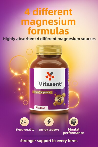 VİTASENT Vitamin Magcomplex 4 – Muscle, Energy & Sleep Support with Magnesium Citrate, Malate, Taurate & Oxide