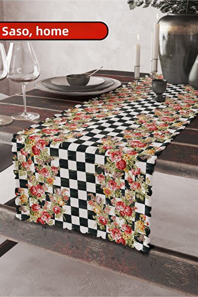 SasoHome قماش مخملي عالي الجودة منقوش عليه زهور ماكنزي مقاس 45 × 140 سم للديكور - غطاء هدية