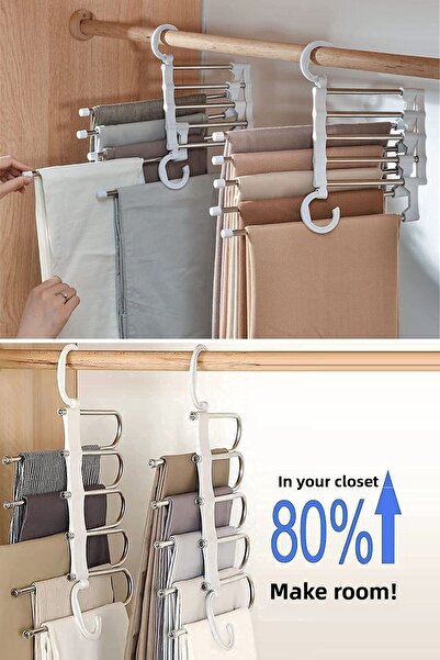 Buffer ® 4 Pieces Movable Closet Pants Tie Shawl Organizer Layered Hanger Organizer