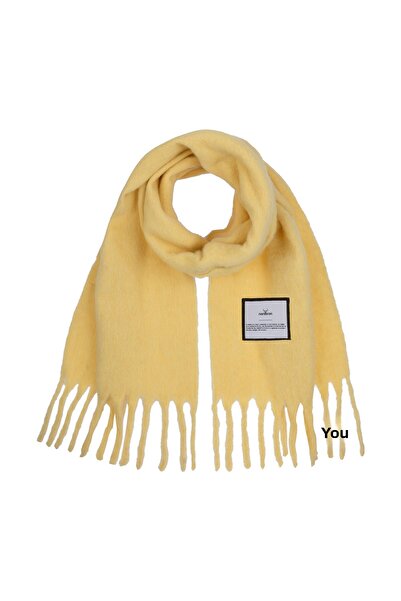 Nordbron Eșarfă galbenă pentru femei, cu ciucuri, șal moale de iarnă, zilnic, poliester, țesut texturat, Norgad