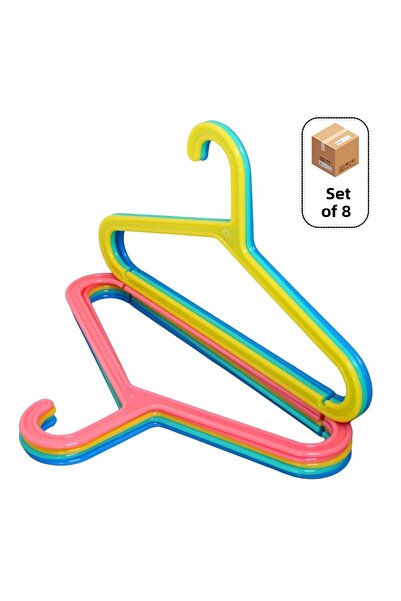 Huub Hanger Collection 8 bucăți de umeraș din plastic pentru copii, umeraș pentru bebeluși, umeraș pentru haine, umeraș colorat, umeraș subțire