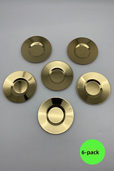 Fiyakalı Ürünler Atölyesi طقم أطباق شاي ستانلس ستيل مكون من 6 قطع - ذهبي PASCT01