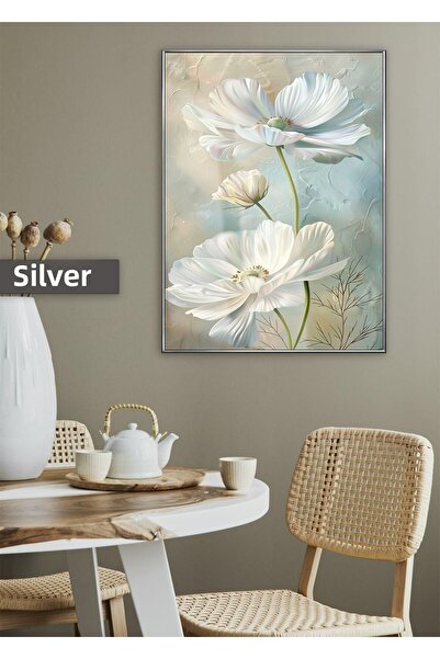 Harikabirev HARİKABİREV | MODEL DE ARTĂ FLORALĂ DE GARDENIA ALBĂ | TABLA DE STICLA TEMPLATA CU CADRU, SIMPLE, VERTICALA