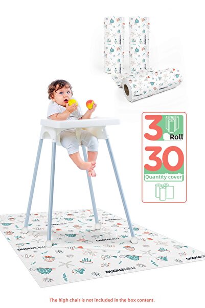 Minimono Under the High Chair and Activity Cover 3 Rolls 30 Pieces - Sea Creatures