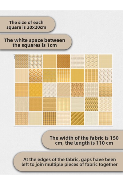 FabricMarket 100% Cotton Satin Fabric – 35 Pieces 20X20 Cm, One Piece Patchwork Fabric, Beige Colors