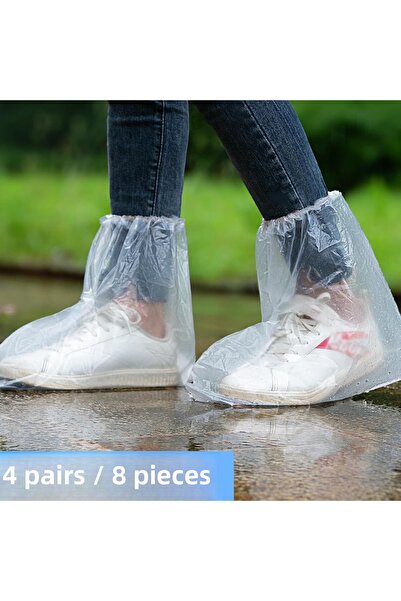 ELAMOUR واقي أحذية شفاف - فائق المتانة ومقاوم للمطر والماء والأوساخ والطين 4 أزواج