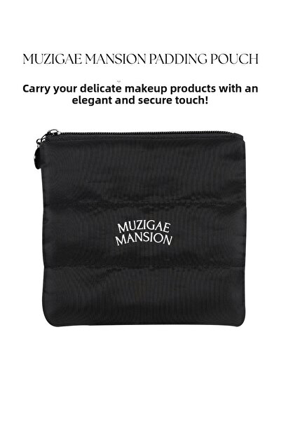 Muzigae Mansion Stylishly Designed, Large Volume, High-Quality Black Makeup Bag Padding Pouch