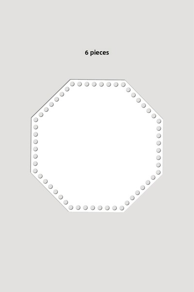 Lucena Дървена осмоъгълна кошница с основа 9x9 cm, 6 броя, бяла, 3 mm