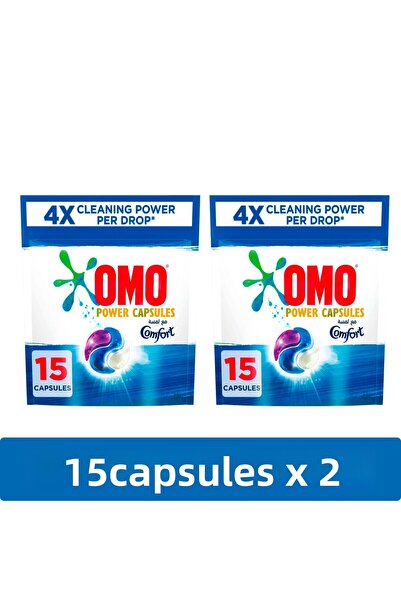 Omo كبسولات طاقة 3 في 1، مع لمسة من الراحة، لقوة تنظيف مضاعفة 4 مرات، 15 كبسو...