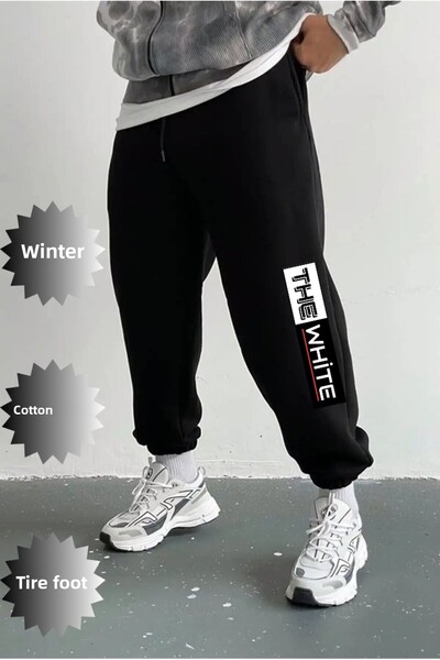 THE WHITE Trening negru unisex, gros, cu 3 fire