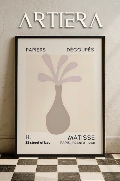 HİGUERA Σειρά Matisse Paper Cuttings Μπεζ ροζ αφηρημένο βάζο ζωγραφική τοίχου...