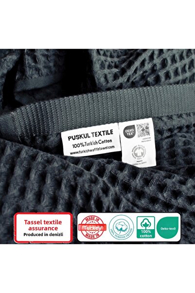 Püskül Tekstil Luxury 4-Piece Waffle Weave Towel Set (2 Bath + 2 Hand), 100% Cotton Quality Quick-Drying Towels