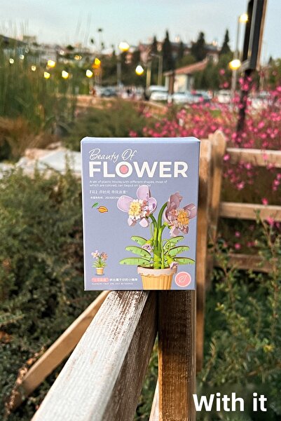 MİLSO مجموعة مكعبات بناء الزهور في أصيص - أكثر من 260 قطعة - نموذج زهرة نباتية مزخرفة لسطح الطاولة - قطعة واحدة