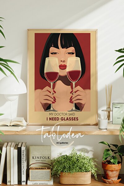 tablodea Pinterest Pictură abstractă cu tematică femeie și pahare, colț de ba...
