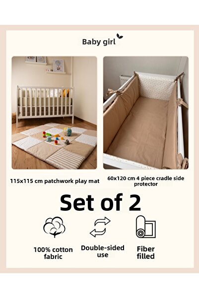 BABYNENA Starry Crib Side Protection and Patchwork Play Mat Set of 2