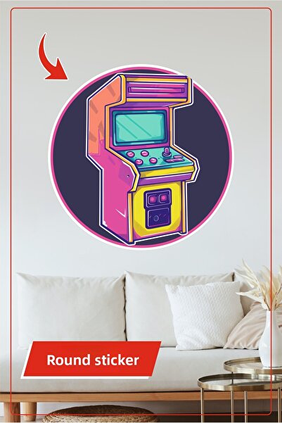 KOSS Dijital Autocolant rotund colorat cu tematică pentru mașină de joc retro...