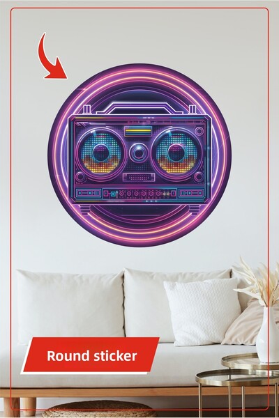 KOSS Dijital Autocolant rotund cu design retro pentru player muzical de culoa...