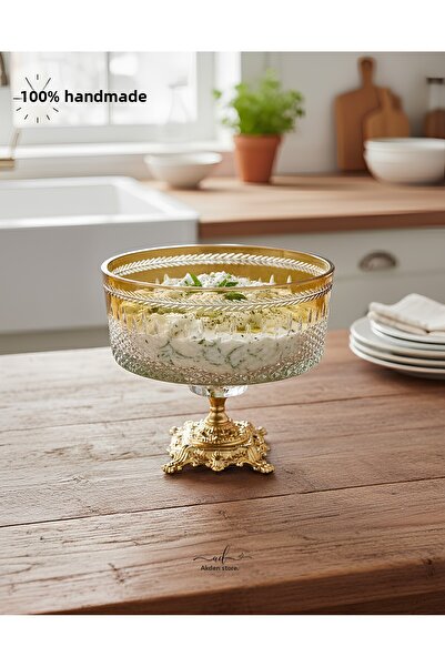 AKDEN STORE وعاء زجاجي ملون للديكور الكريستالي / وعاء تقديم أدوات المائدة / وعاء سلطة