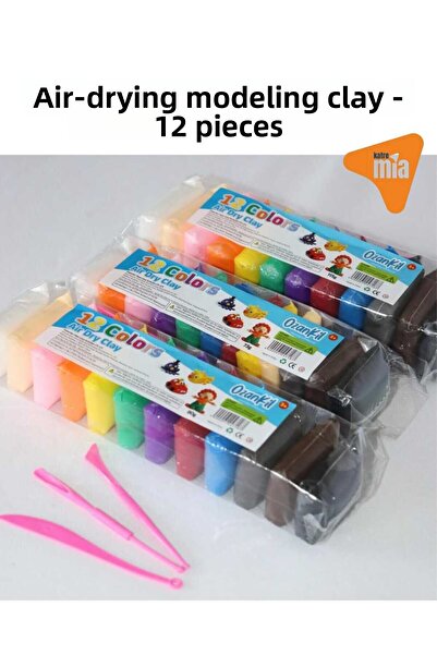 KATREMİA Ozankil Air Clay Ziplayan Kil Air-Drying Modeling Clay (90 Gr) 12 Pieces