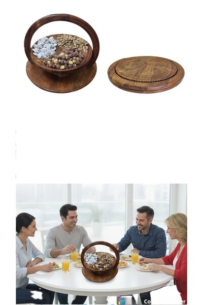 DNC Art&Deco Handmade Wooden Pop-Up Drop Pattern Snack Bowl - Multifunctional Serving Plate (Large Size)