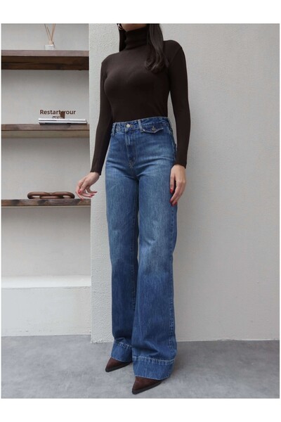 ESRAHELVACI Pantaloni de blugi cu picioare largi cu buzunar frontal