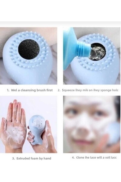 SEVRU فرشاة سيليكون لطيفة لغسل الوجه على شكل حوت صغير مع وعاء تنظيف للبشرة