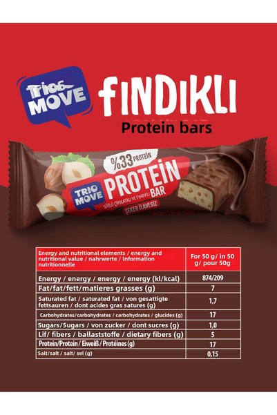 TrioMove 50 Grams 33% Protein Protein Bar 4-Pack Mixed Introduction Pack 50 Gr X4 Pieces Trio Move