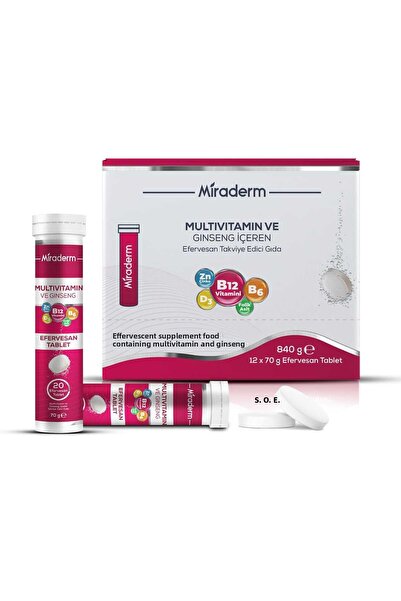 Miraderm Multi-Vitamin Ginseng Effervescent 20 Tablets