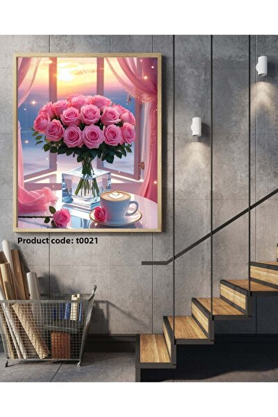 Dialands Mozaik Morning Coffee Scented with Roses 33X58Cm T0021 Dialands Diamond Mosaic Painting