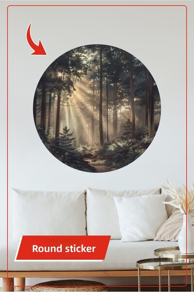 KOSS Dijital Autocolant decorativ rotund cu tematică naturală, cărare prin pă...