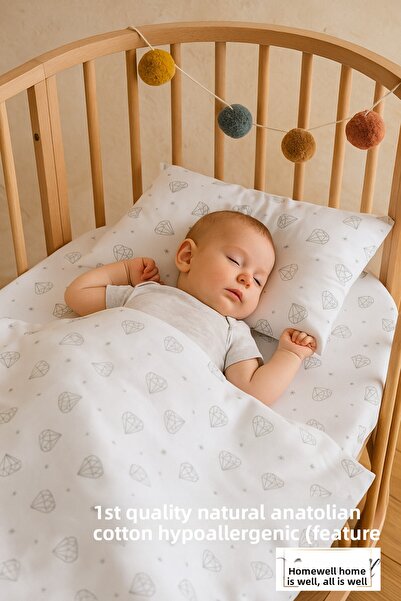 homewell 1St Quality Hypoallergenic Baby Kids Bedding Set Made from Natural Anatolian Cotton Daimond Diamond Pattern