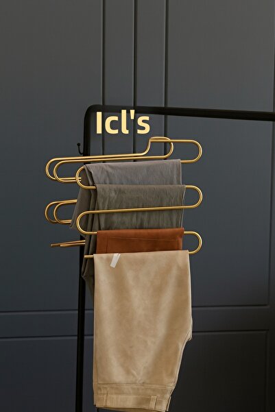 VENON 1 قطعة شماعة ملابس معدنية ذهبية غير لامعة، شماعة شالات بـ 5 طبقات، شماع...