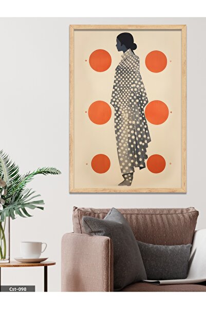 CeSht Ilustrație minimalistă cu model de puncte Tablou dintr-o singură bucată cu rama din lemn