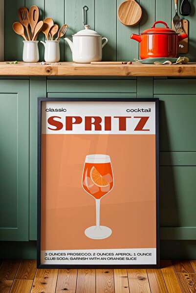 HİGUERA Μινιμαλιστικό Spritz BAR Ζωγραφική τοίχου κουζίνας με φυσικό ξύλινο π...