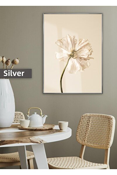 Harikabirev HARİKABİREV | MODEL DE FLORI ALBE BLOOMY | TABLA DE STICLA TEMPLATA CU CADRU, SIMPLE, VERTICALA