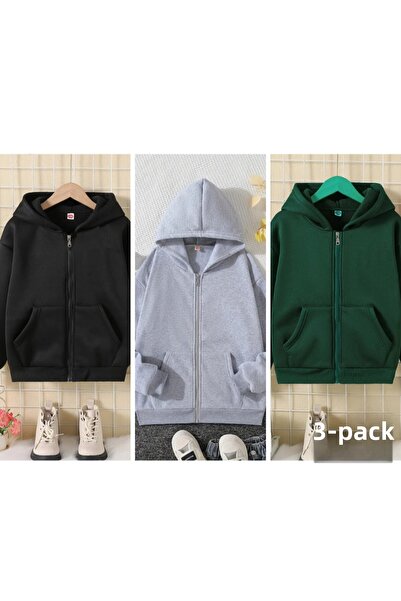 DAXİS Sportwear Company Set of 3 zippered Hooded Sweatshirts for Girls/boys