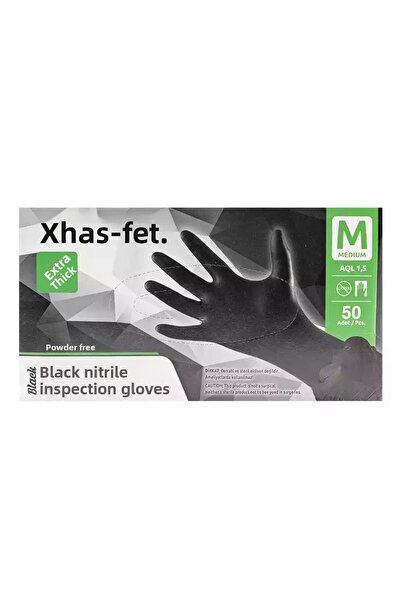 Has-Pet قفازات هاسبيت السوداء من النتريل، سميكة جدًا، مقاس متوسط، عبوة من 50 ...