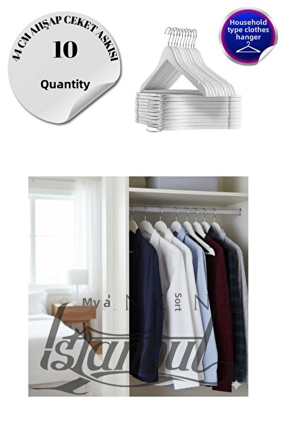 Manken İstanbul 10 قطع من شماعات الملابس الخشبية المنزلية مقاس 44 سم، شماعات ...