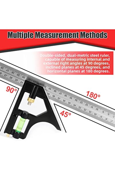 BGA Angle Gauge with Miter Combination Water Level Ruler 45 ° -90 °   30cm