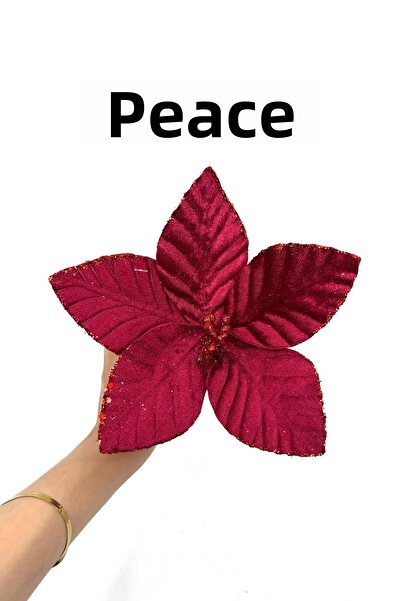 Huzur Party Store Burgundy Holly 20 cm Dark Red Velvet Glittered Christmas Pine Tree with Buds New Year Artificial Flower