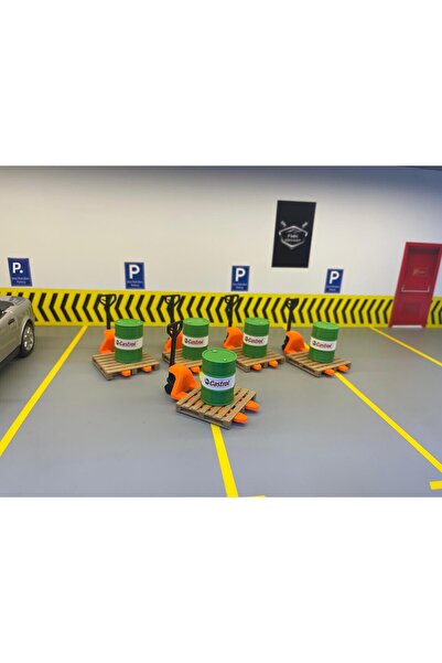 FMK HOBBY 1.24 Scale Diorama Set Includes Pallet Truck, Barrel and Pallet, 5 Pieces (15 Items Are Sent)