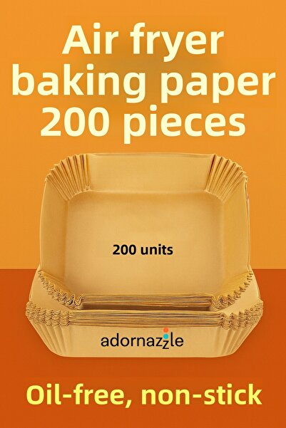 adornazzle ورق طهي للقلاية الهوائية، 200 قطعة مقاومة للحرارة، مناسبة للقلاية