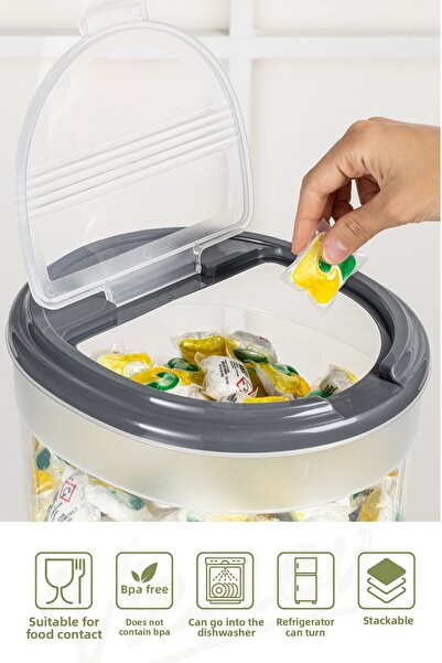 Vienev 2-Piece 8 Liter Large Plastic Detergent Storage Box – Dark Gray Lid