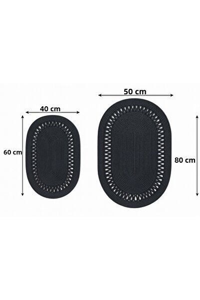 MaVaux Terra 4-Piece Bathroom Set – 2 Oval Mats & 2 Oval Baskets, Natural Rope Weaving, Handmade - Premium