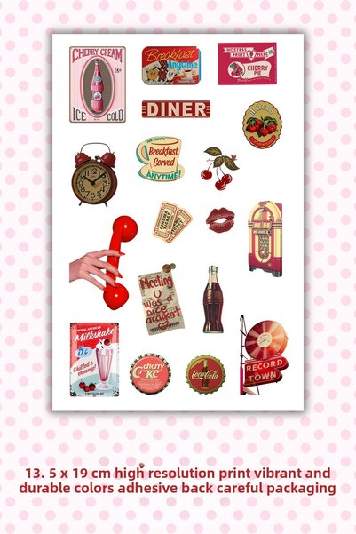 birikiyedi Single Sheet Retro/Vintage Sticker/Suitable for Bullet Journal/Notebook/Agenda/Bottle/Phone