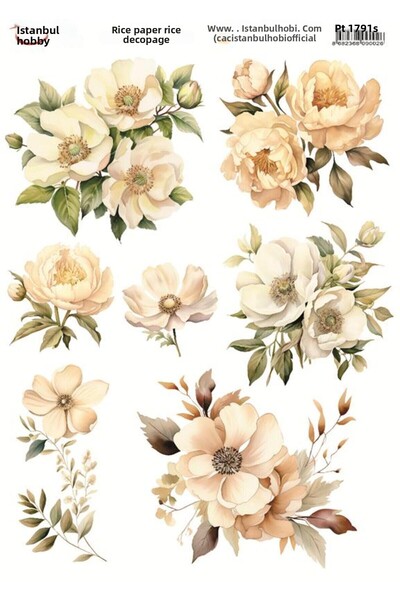 İstanbul Hobi Brass Decopage Paper 30X42Cm Pt-1791 Flowers