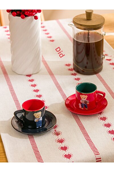 LC Waikiki Lcw Home Bear Teddy Printed Porcelain Coffee Cup Set for 2 Persons 110 ml (W5)